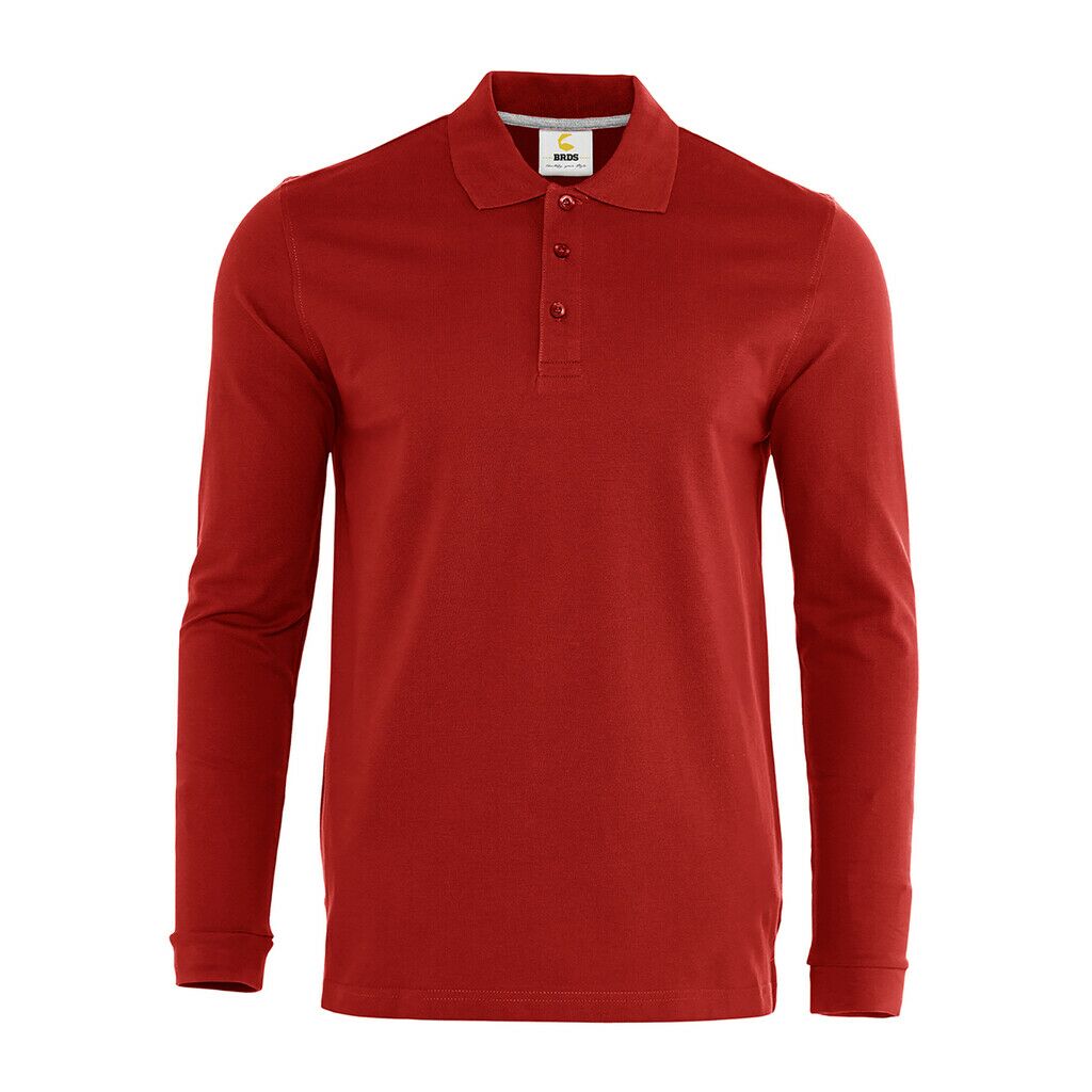 Herren Langarm Polo Kontrast Neck