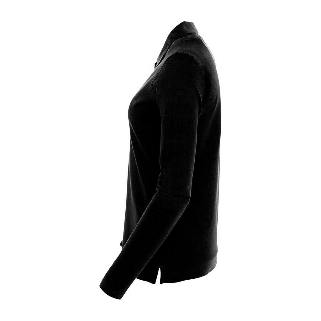 Damen Langarm Polo Kontrast Neck
