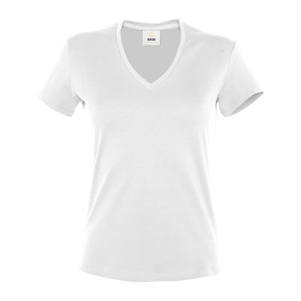 Damen Kurzarm T-Shirt mit V-Ausschnitt