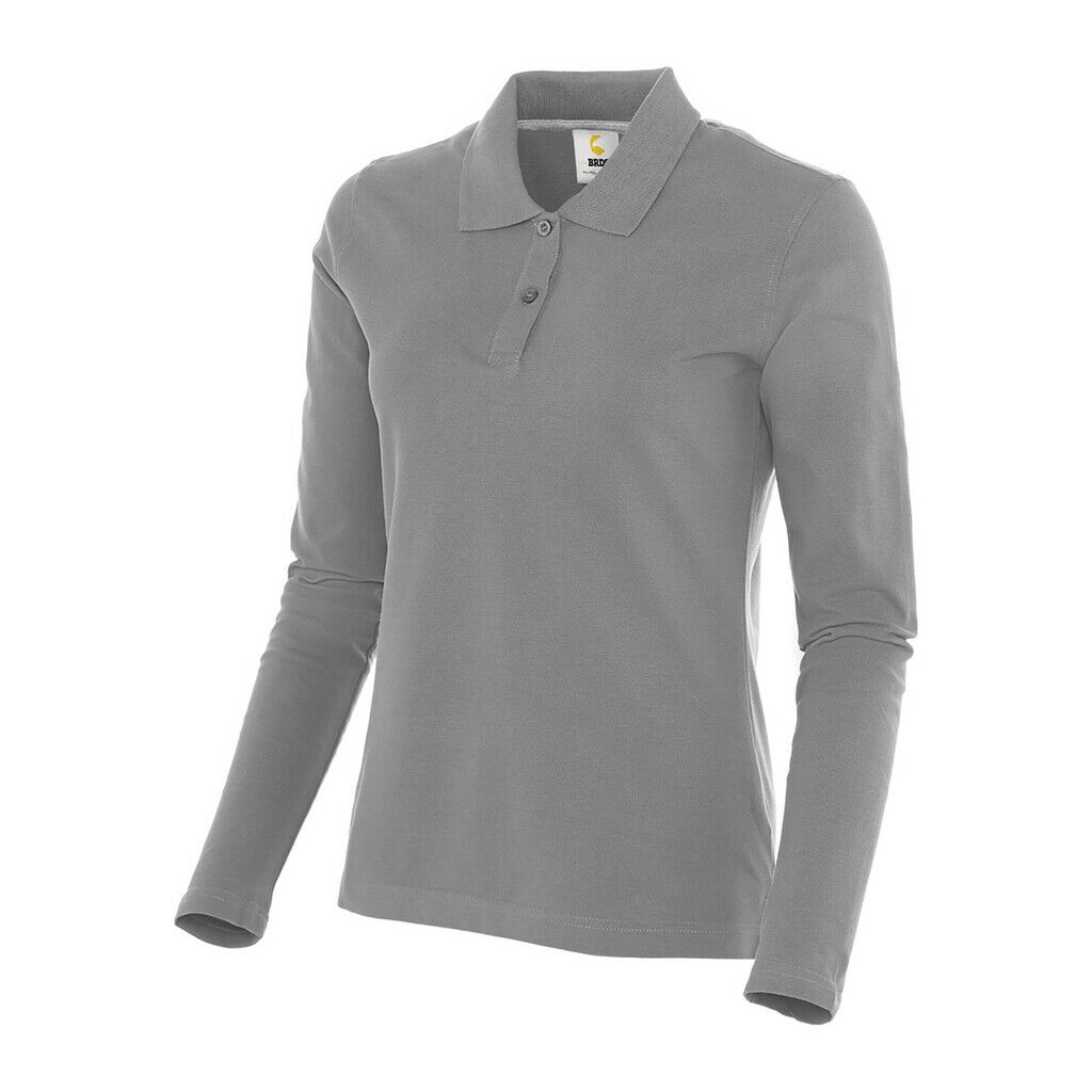 Damen Langarm Polo Kontrast Neck