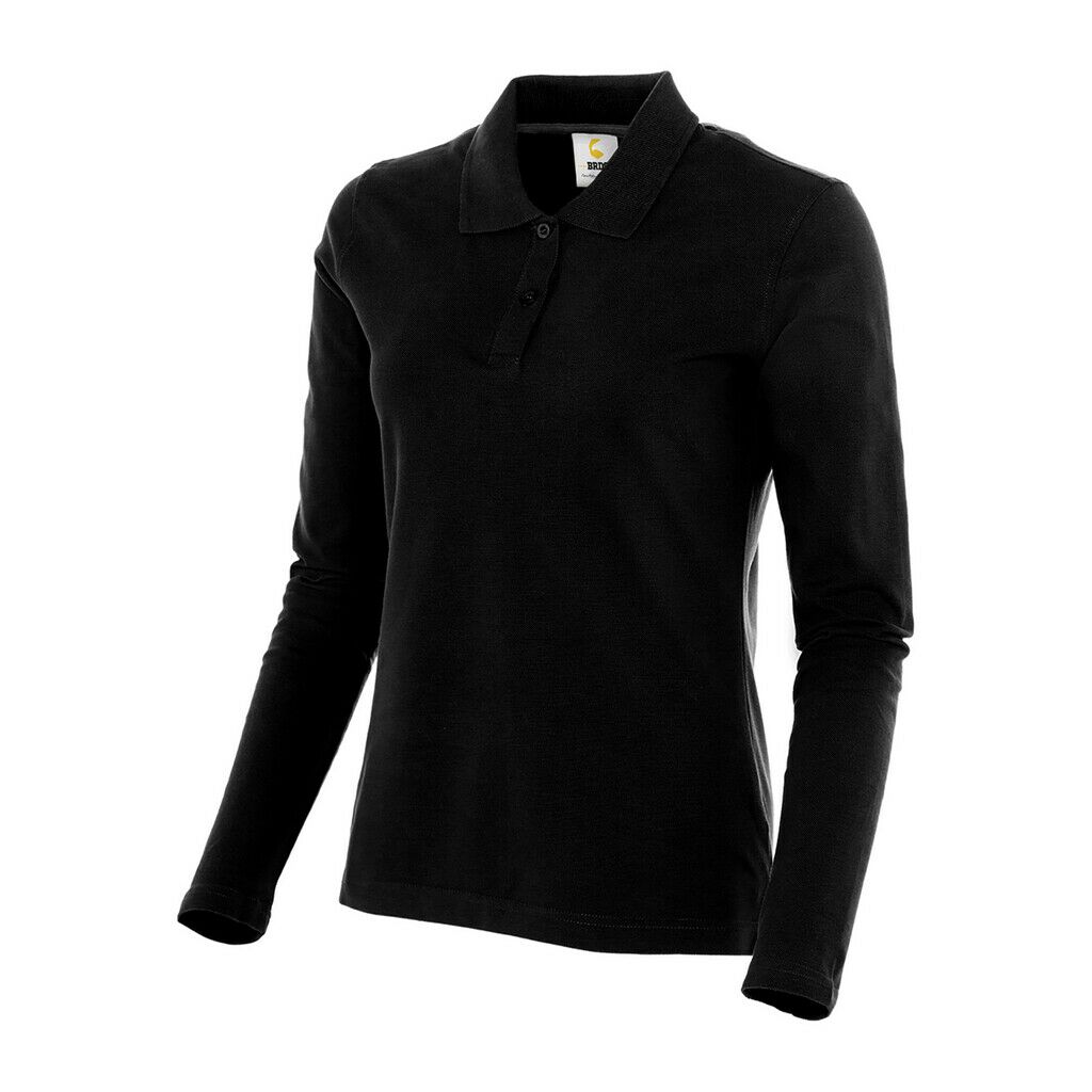 Damen Langarm Polo Kontrast Neck