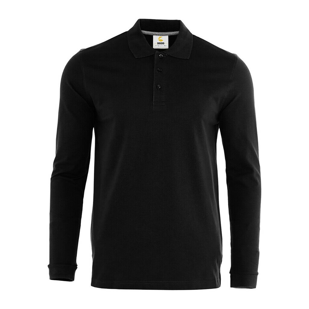 Herren Langarm Polo Kontrast Neck